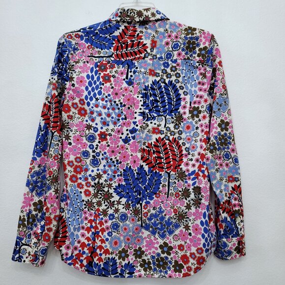 Talbots Classic Casual Button Down Shirt Floral Happy Forest Print Women's Small - Picture 7 of 12